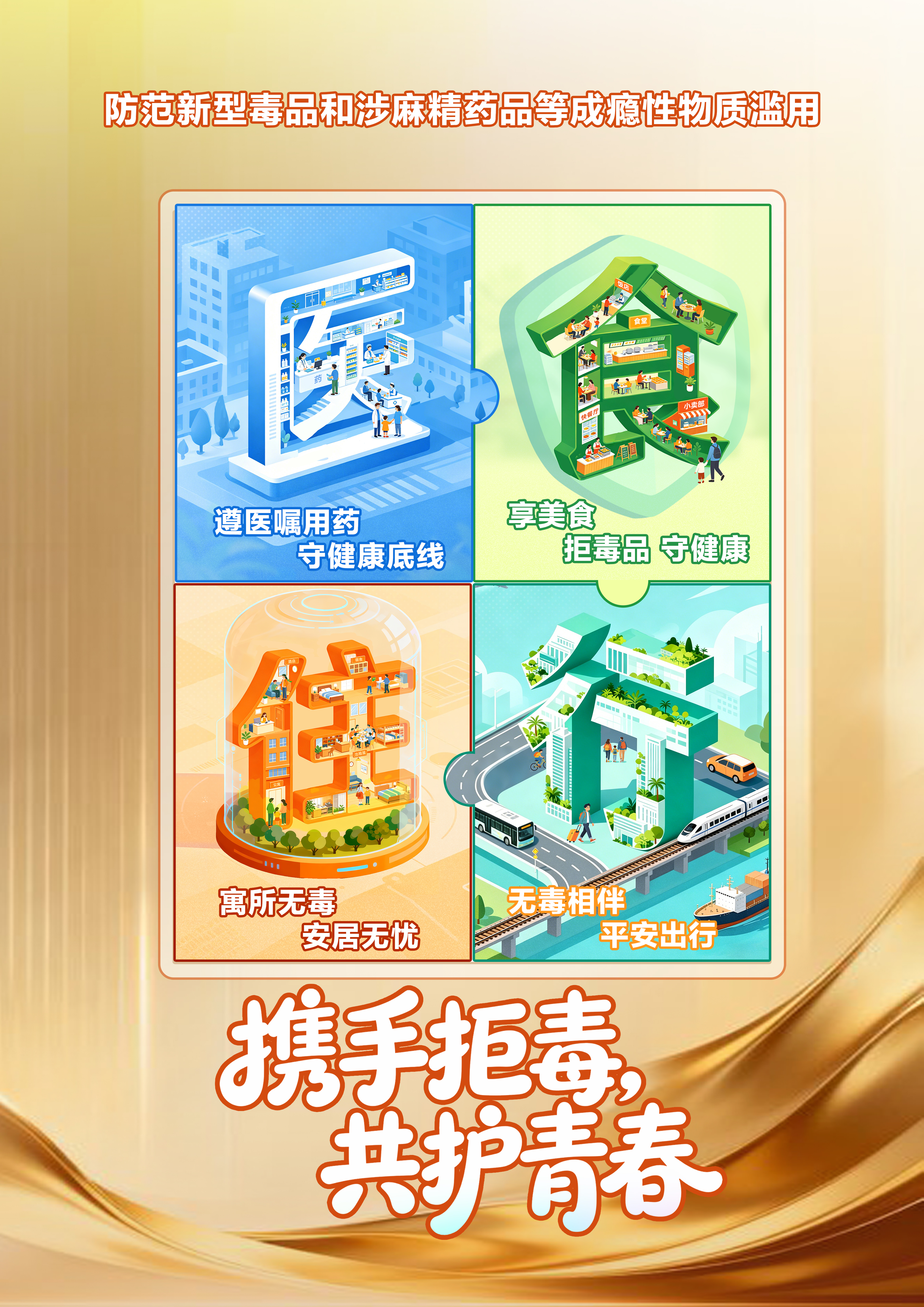 “医食住行”，护航青春（防范青少年药物滥用海报）.jpg